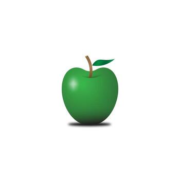 green apple 3d flat design icon isolated with stroke line for web icon graphic resources eps 10 vector