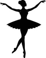 Elegant Silhouette of a Ballet Dancer in a Tutu Performing a Graceful Pose vector