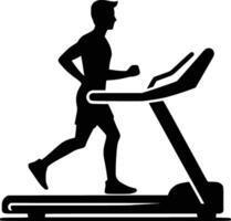 Man running on a treadmill for fitness and cardio exercise vector
