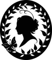Elegant Silhouette of a Woman with Butterfly and Floral Accents vector