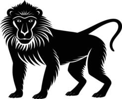 Majestic Primate Standing Proudly with Flowing Mane vector