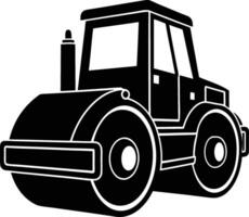 Construction vehicle steamroller for road building and maintenance vector