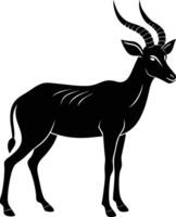 Elegant Black Silhouette of a Gazelle Standing Proudly vector