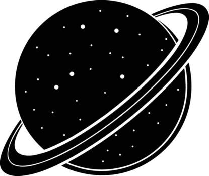 Mysterious Ringed Planet in Outer Space with Scattered Stars vector