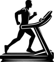 Man running on a treadmill for fitness and exercise vector