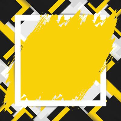 Modern Geometric Yellow Brush Frame Background with Abstract Layers