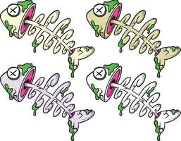 Cartoon fish bones with colorful details vector