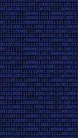 A colorful abstract design featuring a dense arrangement of binary code. The digital numbers create a visually striking pattern, emphasizing technology and data, vertical footage video