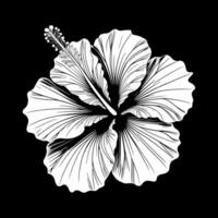 Detailed black and white silhouette of a hibiscus flower vector