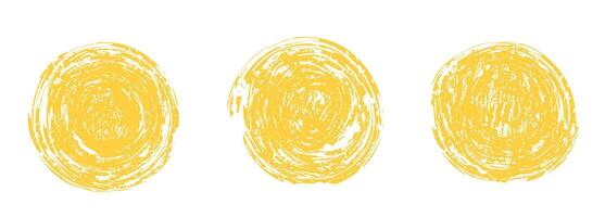 Japan round sun drawn with brush stamp and grunge texture in yellow color vector