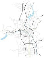 Marioka city map Japan, town streets on the plan. Monochrome line map of the scheme of road. Urban environment, architectural background vector