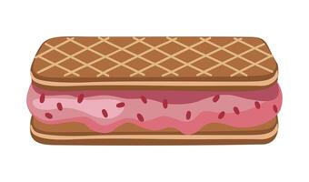 Ice cream sandwich with pink strawberry filling vector