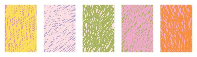 Colorful doodle pattern collection with chaotic childish scribbles, twisted curved lines, hand drawn abstract maze shapes, funky deformed curves, pastel colors, transparent backgrounds, playful vector