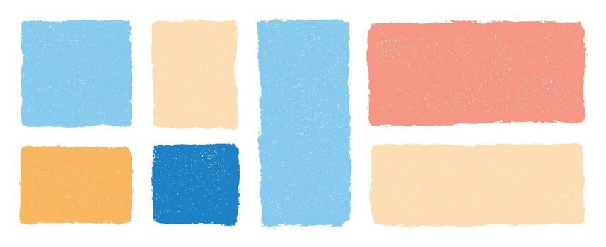 pastel texturizado mano dibujado geométrico formas diseño presentando rectángulos en azul beige melocotón naranja en transparente antecedentes Perfecto para creativo modelo o resumen Arte diseño vector