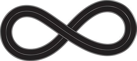 Abstract Black Double Winding Curves Road Intertwined Infinity Symbol Top View Isolated Design Element vector