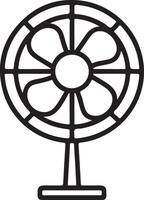 Black Outline Icon of a Stand Fan with Five Blades Editable Stroke Illustration vector