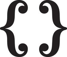 Hand Drawn Black Curly Brackets Parenthesis Elements Set Swirls Graphic Design Template Isolated White Background vector