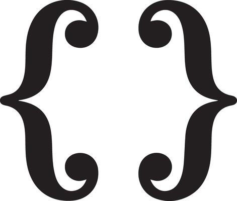 Hand Drawn Black Curly Brackets Parenthesis Elements Set Swirls Graphic Design Template Isolated White Background