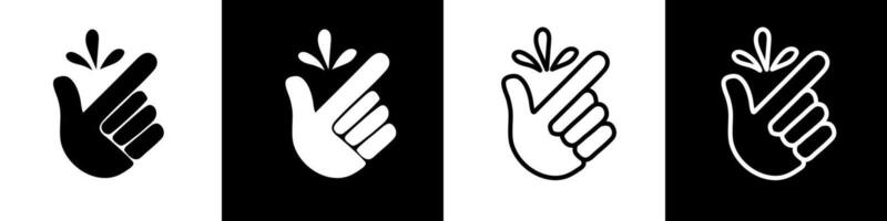 Easy to use icon. Finger snapping symbol on black and white. Easy to care badge vector