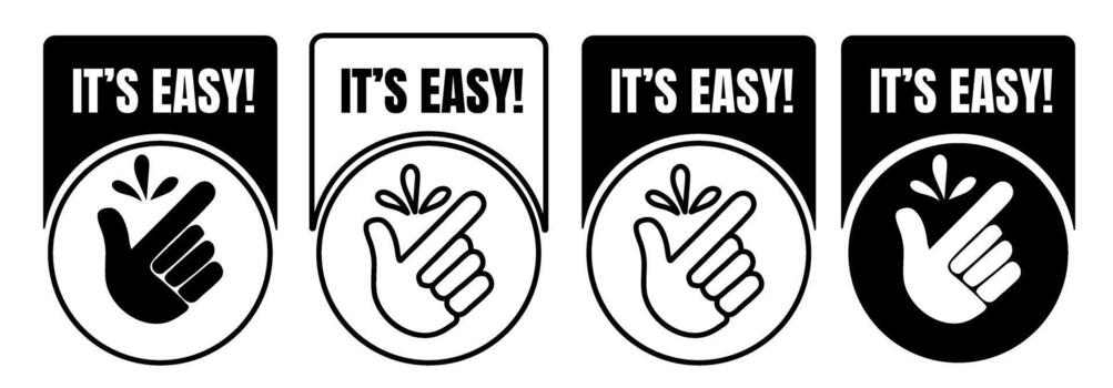 Its easy icon. Finger snapping symbols set. Easy to use badge. Popular gesturing. Minimalist design vector