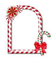 Candy cane frame with holiday decorations vector