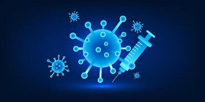 Medical technology, the invention of vaccines against emerging diseases, viruses on the side with a syringe on the side for preventing the spread of diseases that come with the virus and treatment. vector
