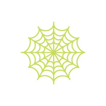 The linear chartreuse cobweb is simple and aesthetic against a clean white background vector