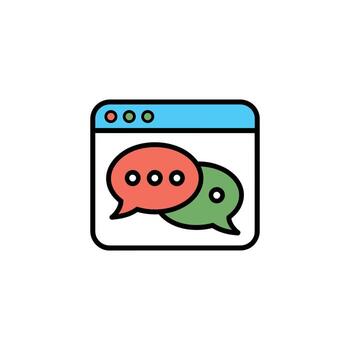 Chat icon with message bubbles in browser window, social media and communication illustration vector
