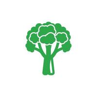 Four broccoli icons depict black and green vegetables on a clean white background vector