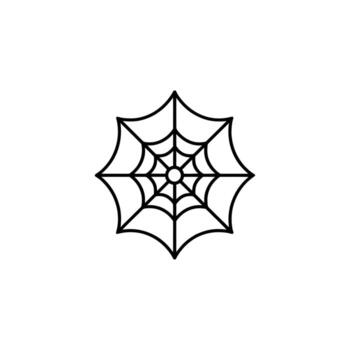 Black spiderweb displays spooky detail against a crisp white background for versatile usage vector