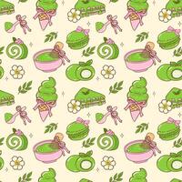 Green themed dessert pattern illustration vector