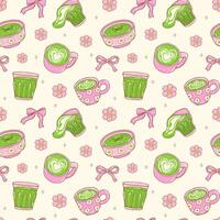 Colorful cups and floral pattern design vector