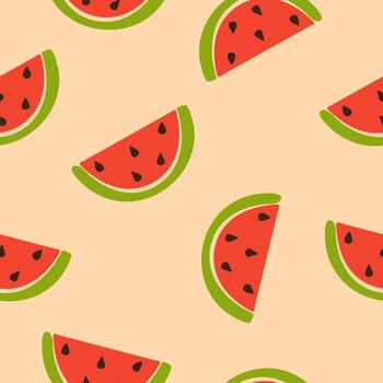 sin costura modelo con sencillo sandía rebanadas minimalista verano Fruta diseño en plano estilo. Perfecto para embalaje, tela, envase papel. vector