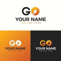 GO Logo with Arrow Symbol, Upward Arrow GO Brand Mark, Growth Direction Letter GO Logo, Modern GO Typography Logo, Circle Arrow GO Business Logo vector