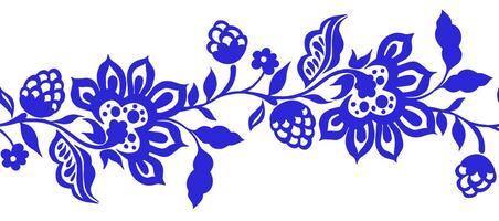 Blue frame with flowers. Seamless frame with oriental ornaments. vector