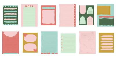 Set To do check list page doodle blank. Reminder, memo note hand drawn isolated on white. Colorful planner, notepad, sheet. vector