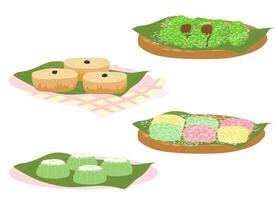 Set of popular indonesian local snack food, list of traditional snacks indonesia vector