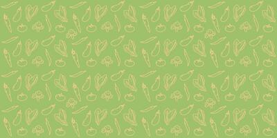 Hand-Drawn Linear Style Seamless Vegetable Pattern for Culinary Designs. yellow and green seamless pattern illustration. vector
