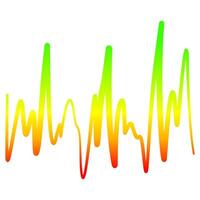 Dynamic traffic-style waveform illustration in red, yellow, and green gradients, representing energy flow, data, or sound waves. vector