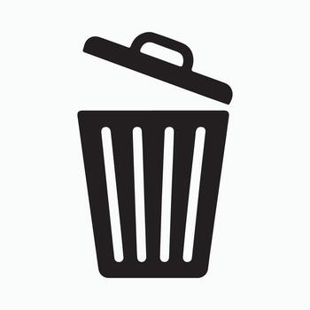 Simple Black Open Trash Can Icon for Waste Management and Cleanup vector