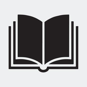 silueta abierto libro icono conjunto para académico y basado en el conocimiento diseños vector