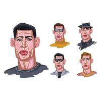set of Portraits of brutal men vector