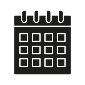 Calendar Icon Solid Icon. Date Management, Scheduling, And Event Planning Silhouette Symbol. Time Organization And Reminder Tool. Isolated Illustration vector