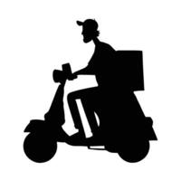 Delivery man riding scooter with cargo box vector