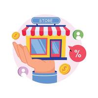 Hand holding colorful store illustration vector