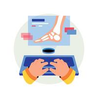 hands typing on keyboard with foot diagram vector