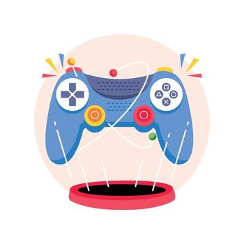 Virtual Reality Game Experience Concept Style illustrations. EPS 10 File vector