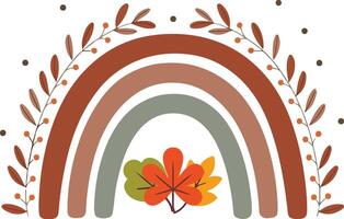 a rainbow and a leaf with leaves vector