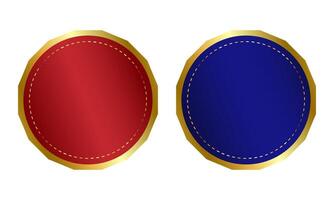 Vintage empty frame round banners in gold frame. illustration of red and blue round frames for circus, casino, theatre, cinema, show signs on white background vector