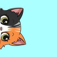 Cute kitten, cute kitten peeps, drawing, happy pet, graphic, cat. Sticker, image on children's stationery. Isolated vector